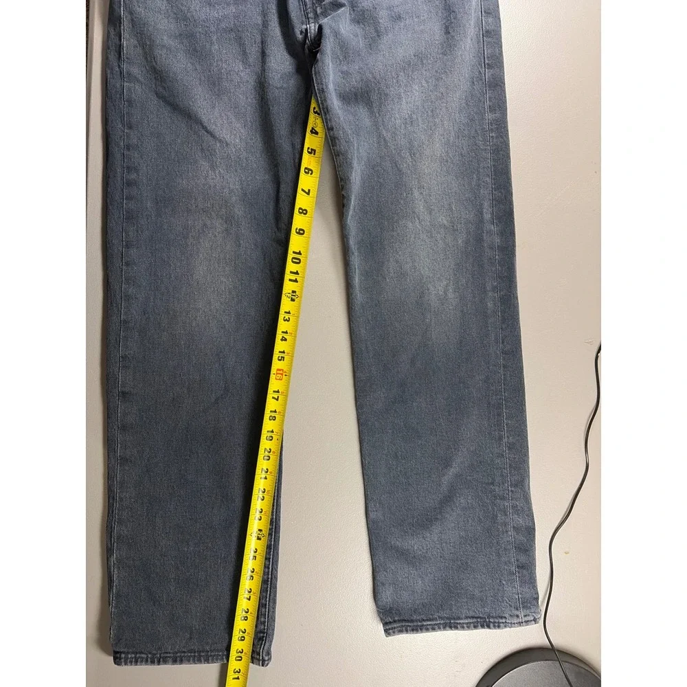 Levi's 501 Original Fit Jeans Mens 36x32 Gray Blue Denim Straight Leg Pants